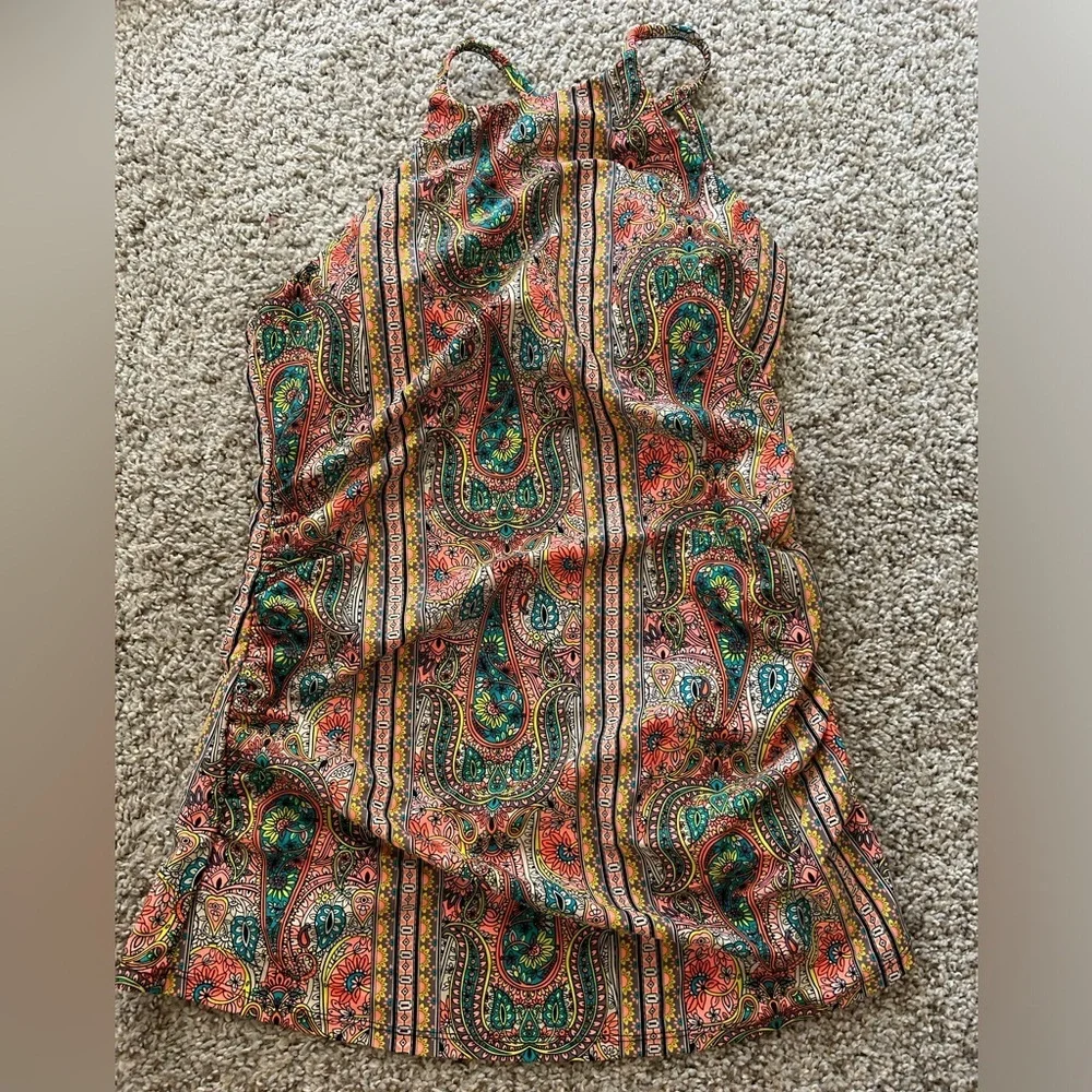 NWT 2Chillies Multicolor Paisley Tankini Adjustable High Neck Moonstone Size M